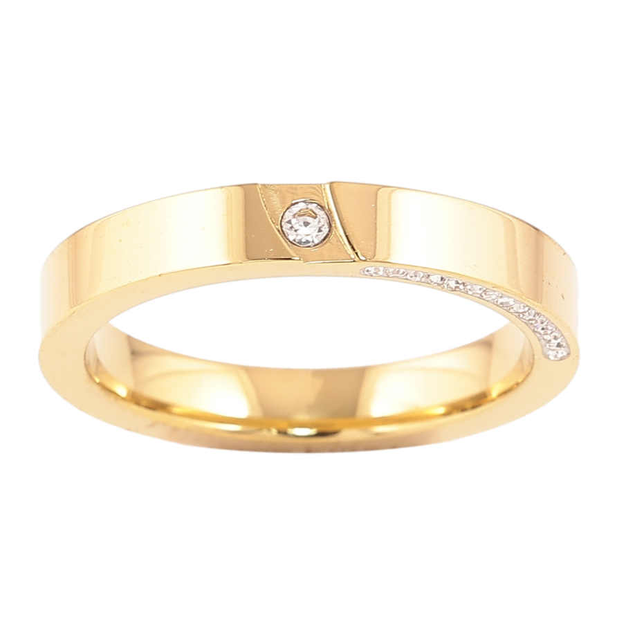 Кольцо Xuping TTM Stainless Steel Цвет 14К Узор с цирконием, шир. 3мм фото №1