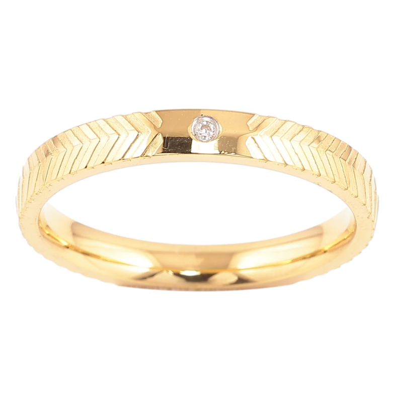 Кольцо Xuping TTM Stainless Steel Цвет 14К Узор с цирконием, шир. 2.5мм фото №1