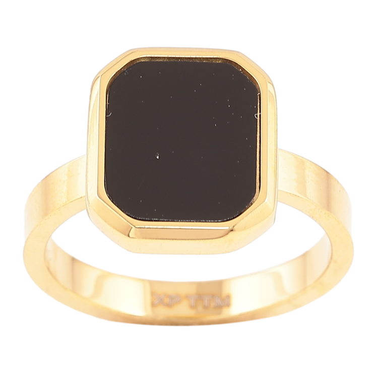 Каблучка Xuping TTM Stainless Steel Колір 14К «Чорна вставка» фото №16