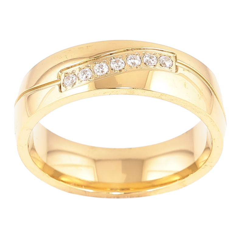 Кольцо Xuping TTM Stainless Steel Цвет 14К Узор с дорожкой циркония, шир. 5.5мм фото №1