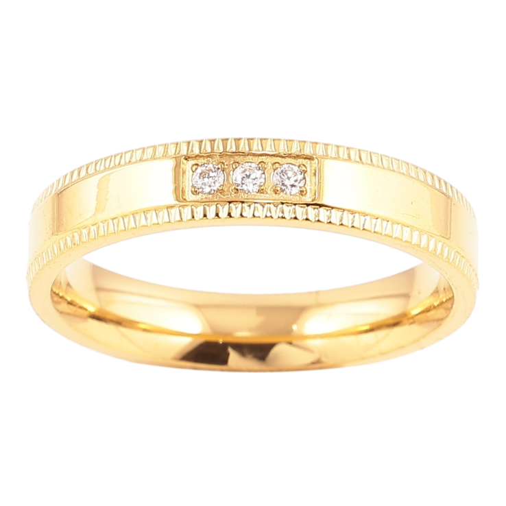 Каблучка Xuping TTM Stainless Steel Колір 14К «Візерунок з цирконієм, шир. 3.5мм» фото №6