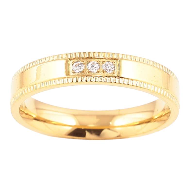 Каблучка Xuping TTM Stainless Steel Колір 14К «Візерунок з цирконієм, шир. 3.5мм» фото №6