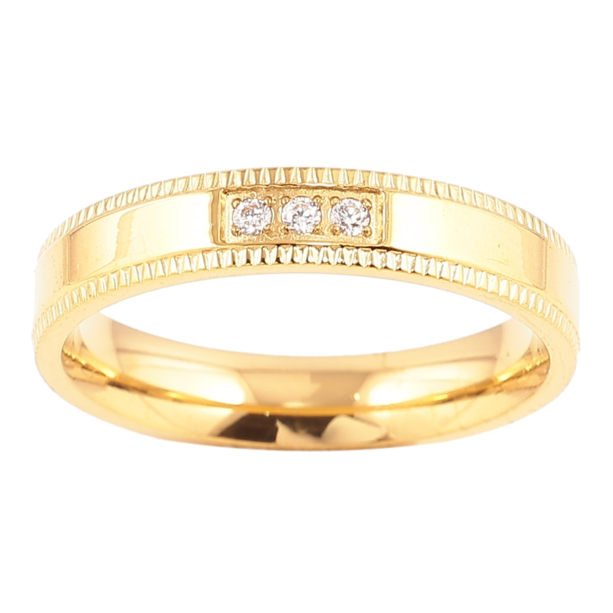 Каблучка Xuping TTM Stainless Steel Колір 14К «Візерунок з цирконієм, шир. 3.5мм» фото №1