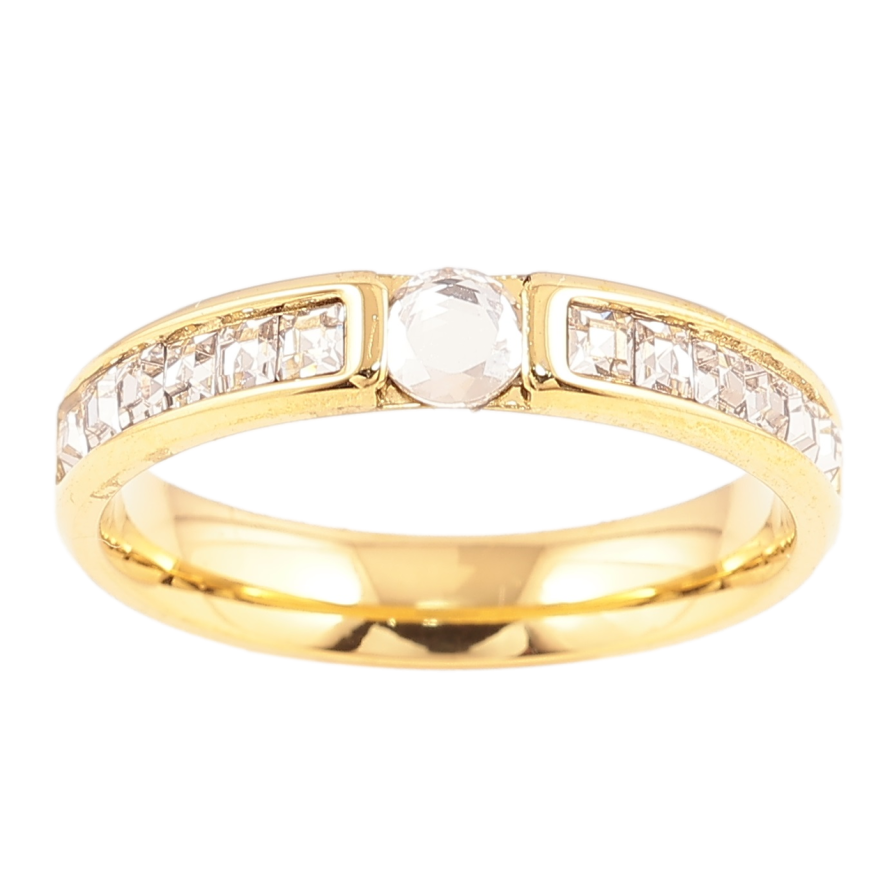 Кольцо Xuping TTM Stainless Steel Цвет 14К Кристальная дорожка, шир. 3.5мм фото №1