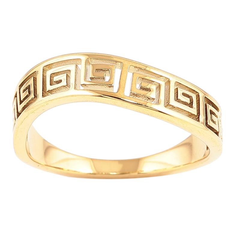 Кольцо Xuping TTM Stainless Steel Цвет 14К Греческий узор фото №3