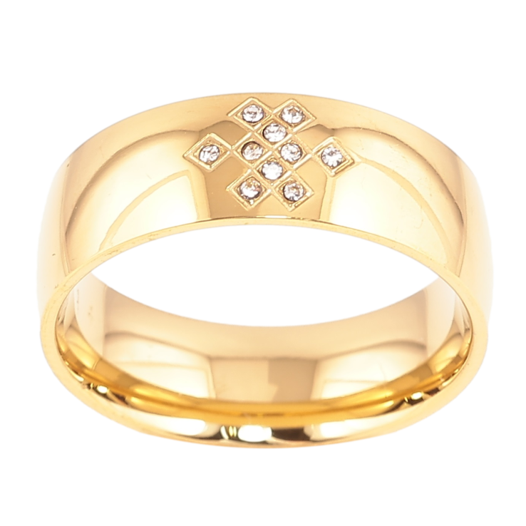 Кольцо Xuping TTM Stainless Steel Цвет 14К Узор цирконием, шир. 6.5мм фото №23