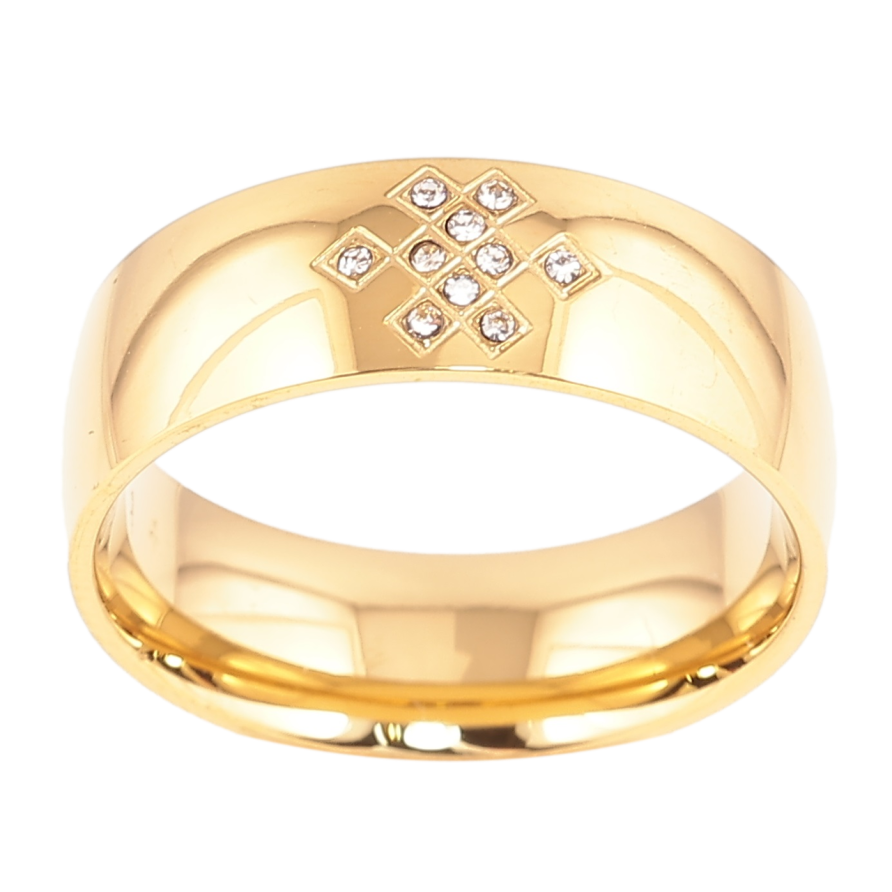 Кольцо Xuping TTM Stainless Steel Цвет 14К Узор цирконием, шир. 6.5мм фото №1