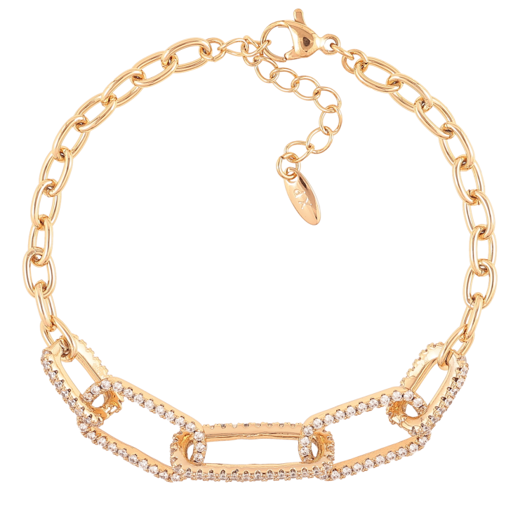 Браслет Xuping Позолота 18K Звенья цепочки с цирконием размер с доп.цеп.17-20см х 4мм фото №16