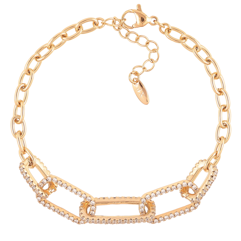 Браслет Xuping Позолота 18K «Ланки ланцюжка з цирконієм» розмір з доп.цеп.17-20см х 4мм фото №1