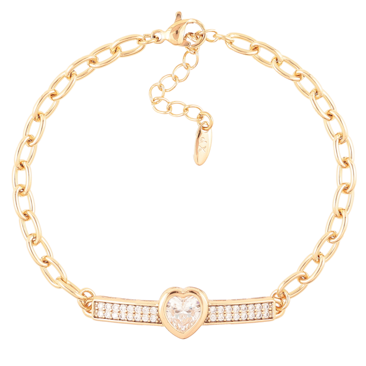 Браслет Xuping Позолота 18K Цепочка и вставка с сердечком и цирконием размер с доп.цеп.17-20.5см х 4мм фото №3