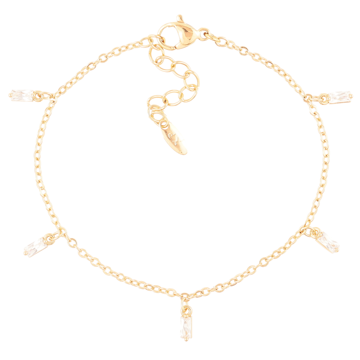 Браслет Xuping Позолота 18K Цепочка с кристальными подвесками размер с доп.цеп.16.5-19см х 1.5мм фото №2