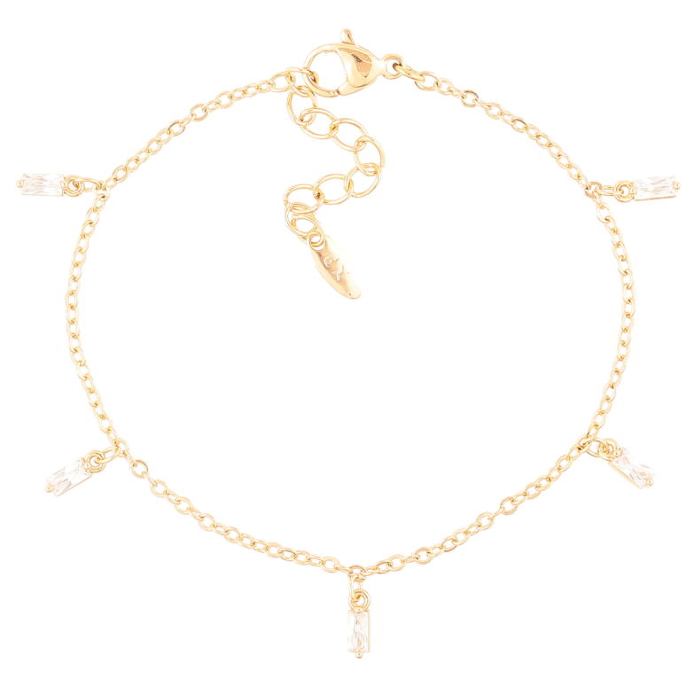 Браслет Xuping Позолота 18K Цепочка с кристальными подвесками размер с доп.цеп.16.5-19см х 1.5мм фото №1