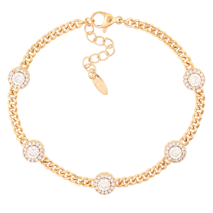 Браслет Xuping Позолота 18K Цепочка с кристальными вставками размер с доп.цеп.17-20см х 3мм фото №6