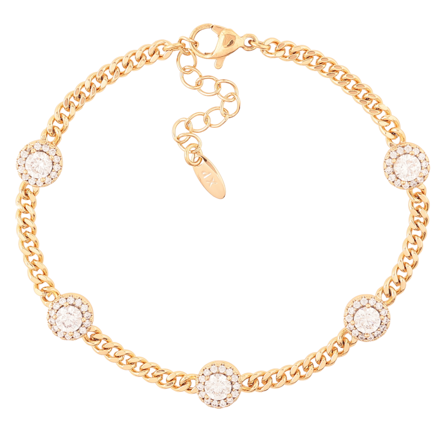 Браслет Xuping Позолота 18K Цепочка с кристальными вставками размер с доп.цеп.17-20см х 3мм фото №1