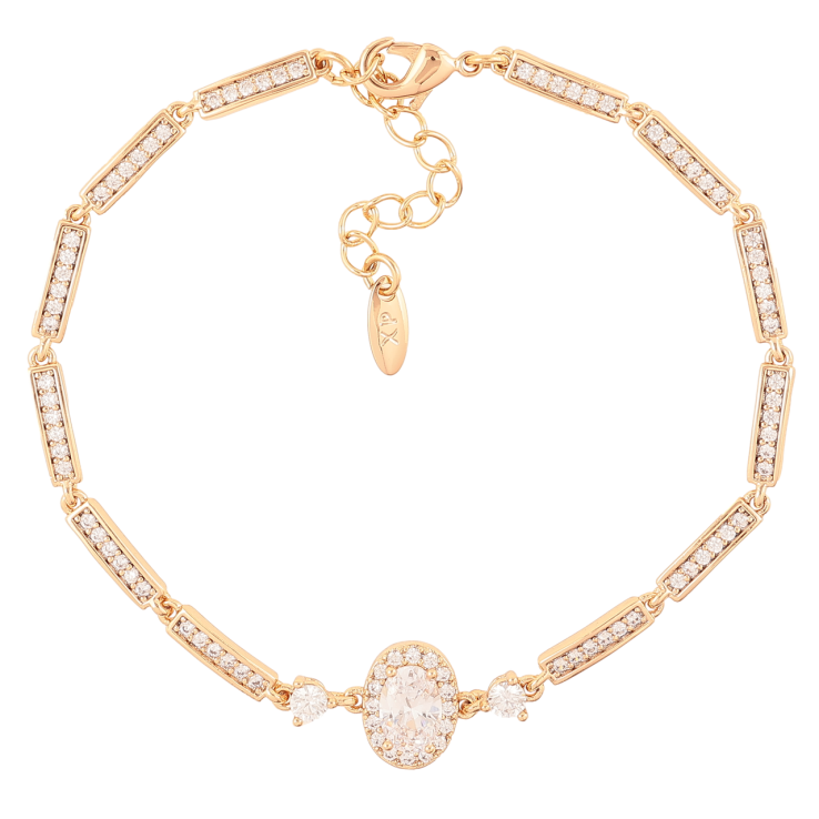 Браслет Xuping Позолота 18K Дорожки циркония с кристальной вставкой размер с доп.цеп.17.5-20.5см х 2.5мм фото №11