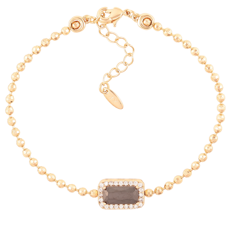 Браслет Xuping Позолота 18K «Ланцюжок зі вставкою чорний фіаніт з цирконієм» розмір з доп.цеп.18-21см х 2.5мм фото №2