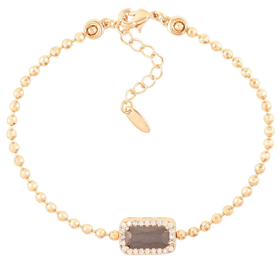 Браслет Xuping Позолота 18K Цепочка с вставкой черный фианит с цирконием размер сдоп.цеп.18-21см х 2.5мм фото №1