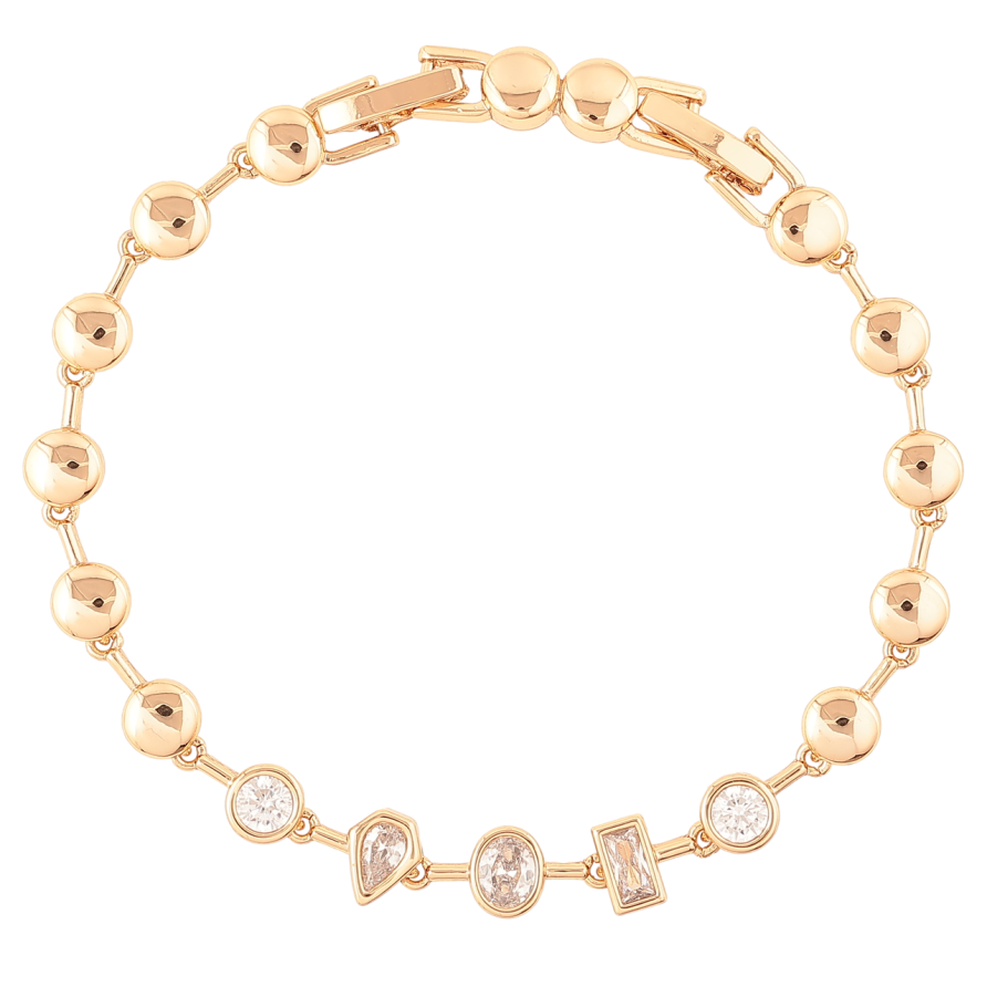 Браслет Xuping Позолота 18K Кристальные и круглые звенья размер с доп. замком 16,18см х 5мм фото №1