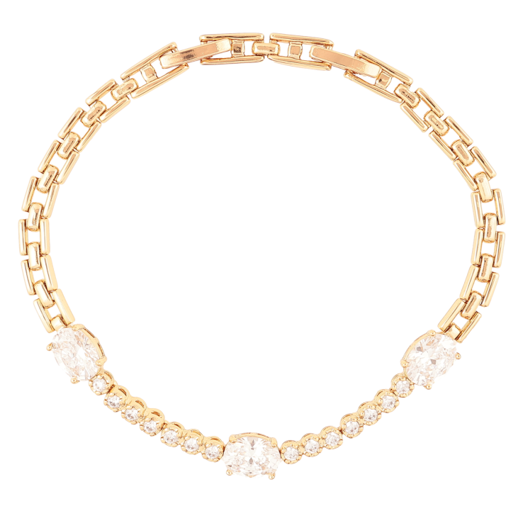 Браслет Xuping Позолота 18K Браслетное плетение с кристальной дорожкой размер с доп. замком 17,19см х 4мм фото №25