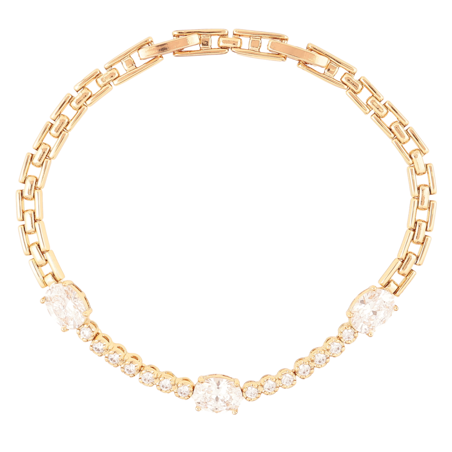 Браслет Xuping Позолота 18K Браслетне плетіння з кристальною доріжкою розмір з доп. замком 17,19см х 4мм фото №1