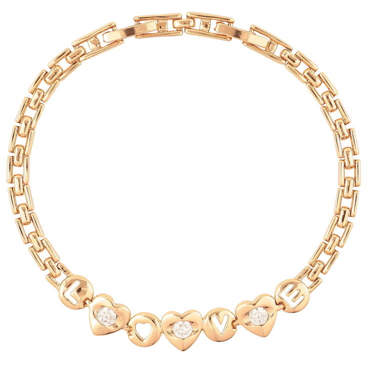 Браслет Xuping Позолота 18K Браслетное плетение с вставкой Love размер с доп. замком 17.5,19.5см х 4мм фото №14