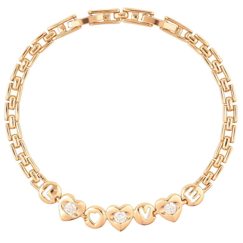 Браслет Xuping Позолота 18K Браслетне плетіння із вставкою Love розмір з доп. замком 17.5,19.5см х 4мм фото №1