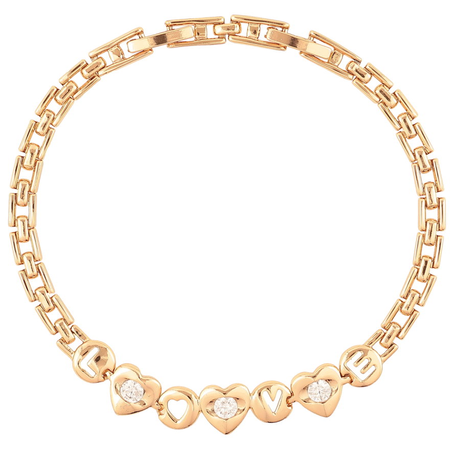 Браслет Xuping Позолота 18K Браслетне плетіння із вставкою Love розмір з доп. замком 17.5,19.5см х 4мм фото №1