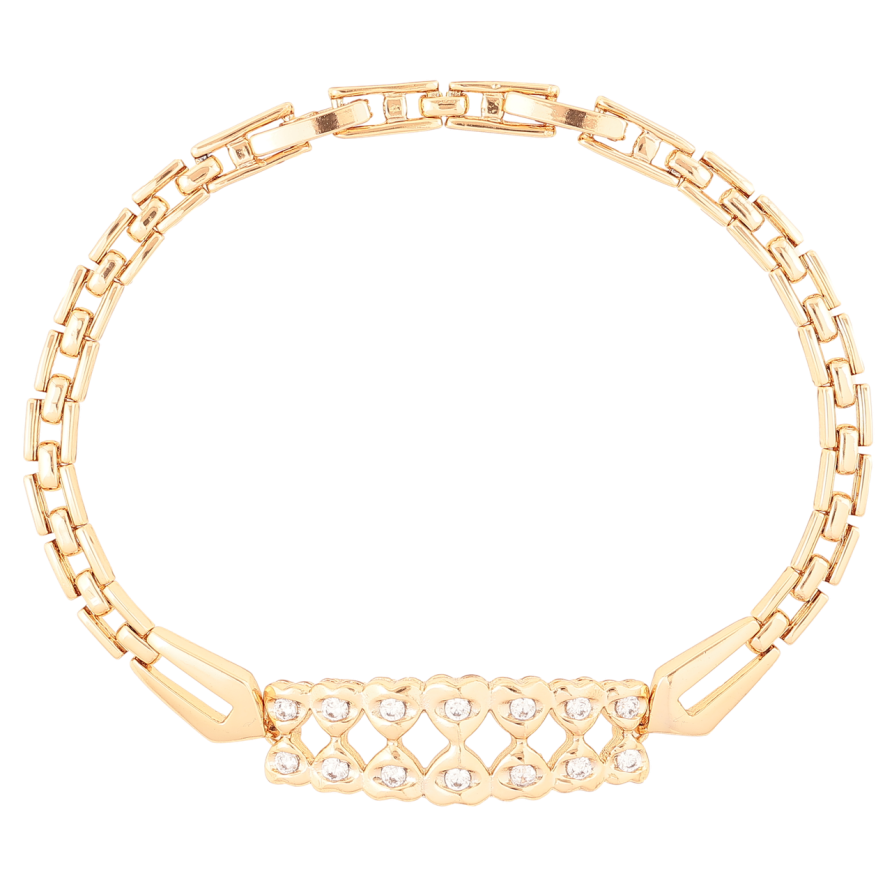 Браслет Xuping Позолота 18K Браслетное плетение с вставкой сердечки размер с доп. замком 17,19см х 4мм фото №1