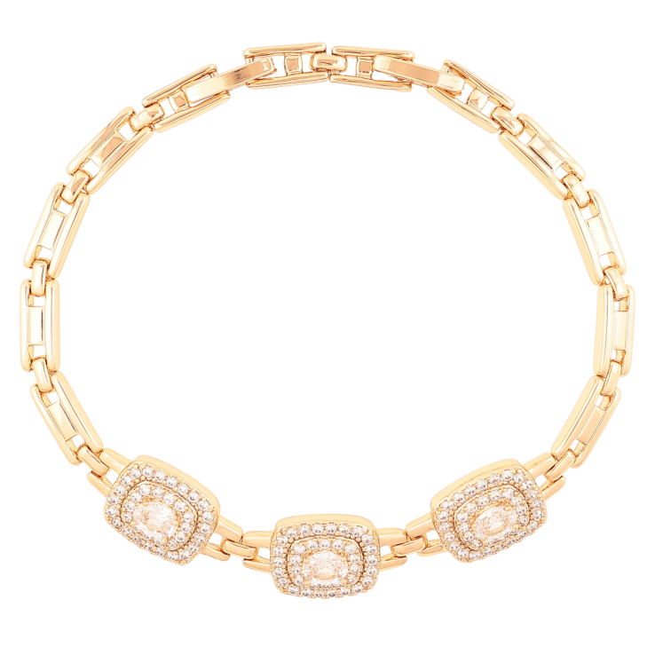 Браслет Xuping Позолота 18K Вставки фианиты в обрамлении циркония размер с доп. замком 17,19см х 4мм фото №13