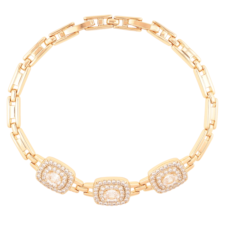 Браслет Xuping Позолота 18K Вставки фианиты в обрамлении циркония размер с доп. замком 17,19см х 4мм фото №1