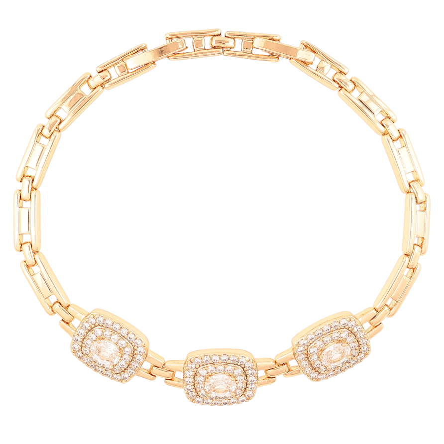 Браслет Xuping Позолота 18K Вставки фианиты в обрамлении циркония размер с доп. замком 17,19см х 4мм фото №1