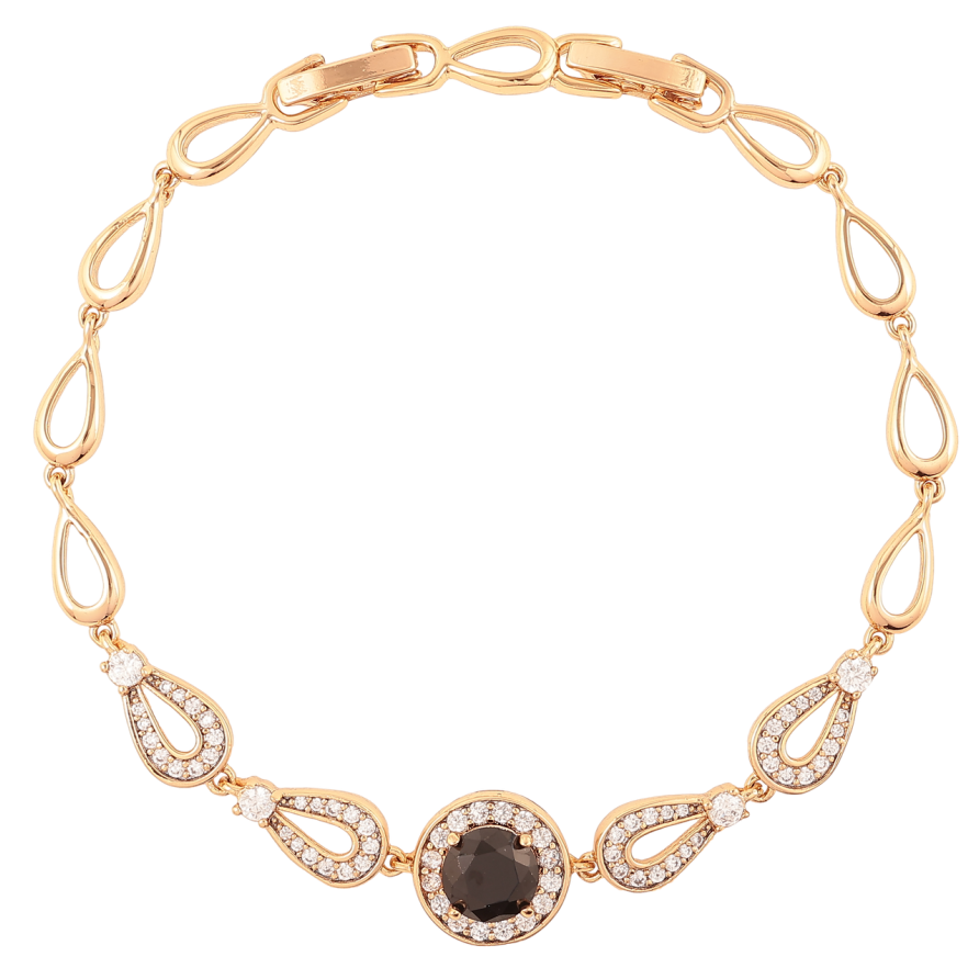 Браслет Xuping Позолота 18K Каплевидные звенья с цирконием размер с доп. замком 17.5,19.5см х 5мм фото №1