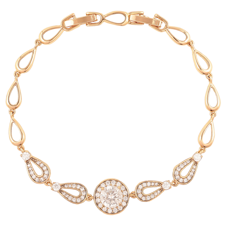 Браслет Xuping Позолота 18K Каплевидные звенья с цирконием размер с доп. замком 17.5,19.5см х 5мм фото №15