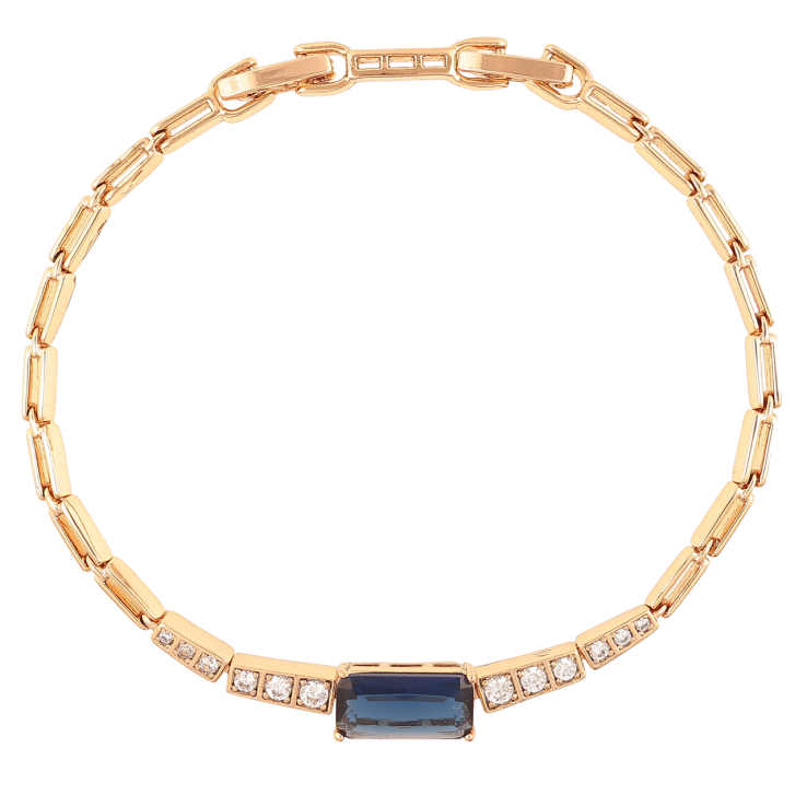 Браслет Xuping Позолота 18K Узор с цирконием и синим фианитом размер с доп. замком 17,19см х 2мм фото №10