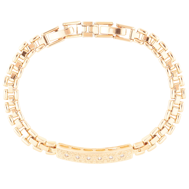 Браслет Xuping Позолота 18K Браслетное плетение с вставкой размер с доп. замком 17.5,19.5см х 6мм фото №6