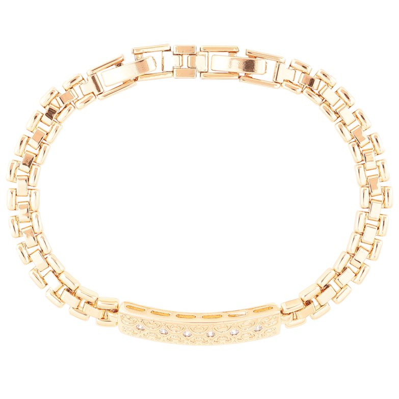 Браслет Xuping Позолота 18K «Браслетне плетіння з вставкою» розмір з доп. замком 17.5,19.5см х 6мм фото №1