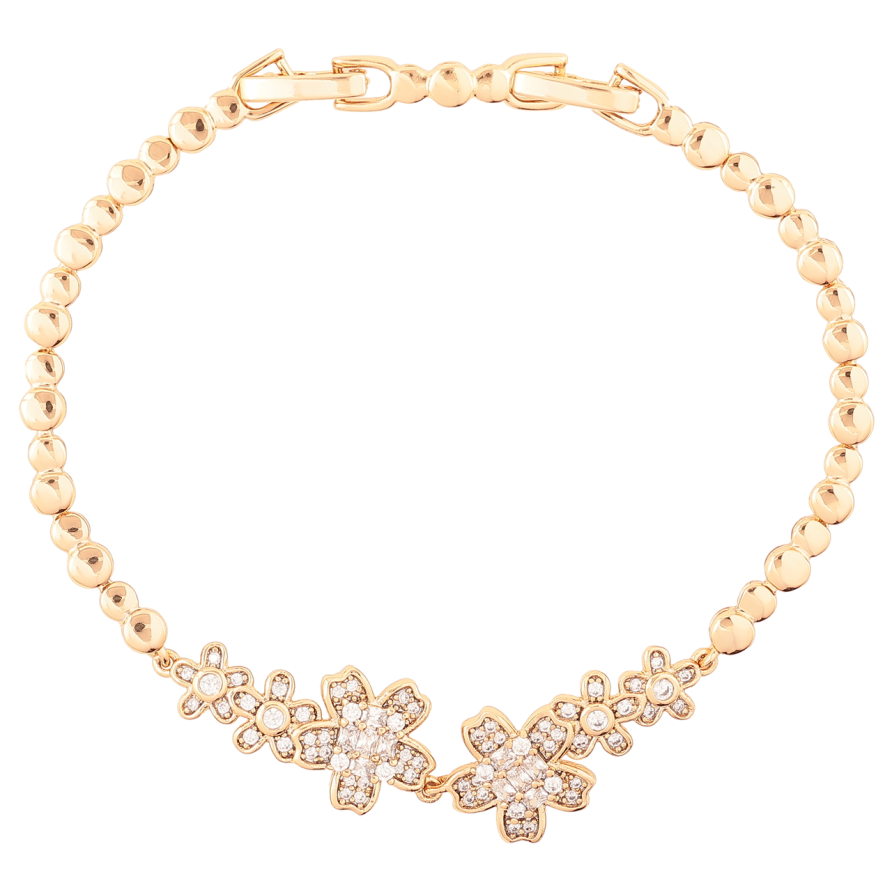 Браслет Xuping Позолота 18K «Квіточки з цирконієм» розмір з доп. замком 17.5,19.5см х 3мм фото №1
