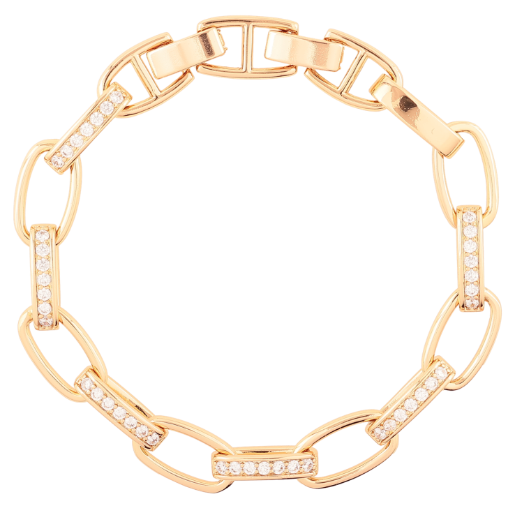 Браслет Xuping Позолота 18K Звенья с дорожками циркония размер с доп. замком 17.5,19см х 3-8мм фото №21