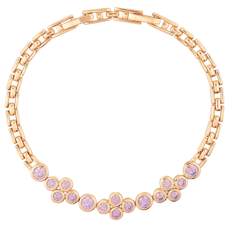 Браслет Xuping Позолота 18K Вставка из сиреневых фианитов размер с доп. замком 18.5,20.5см х 4мм фото №21