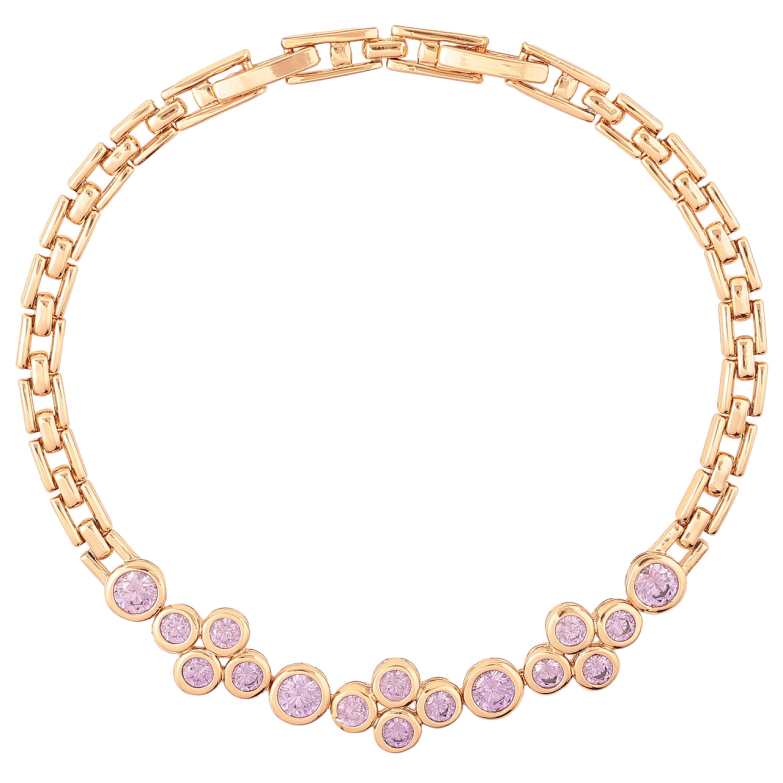 Браслет Xuping Позолота 18K Вставка из сиреневых фианитов размер с доп. замком 18.5,20.5см х 4мм фото №1