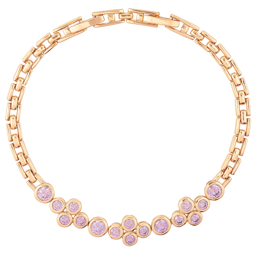 Браслет Xuping Позолота 18K Вставка из сиреневых фианитов размер с доп. замком 18.5,20.5см х 4мм фото №1