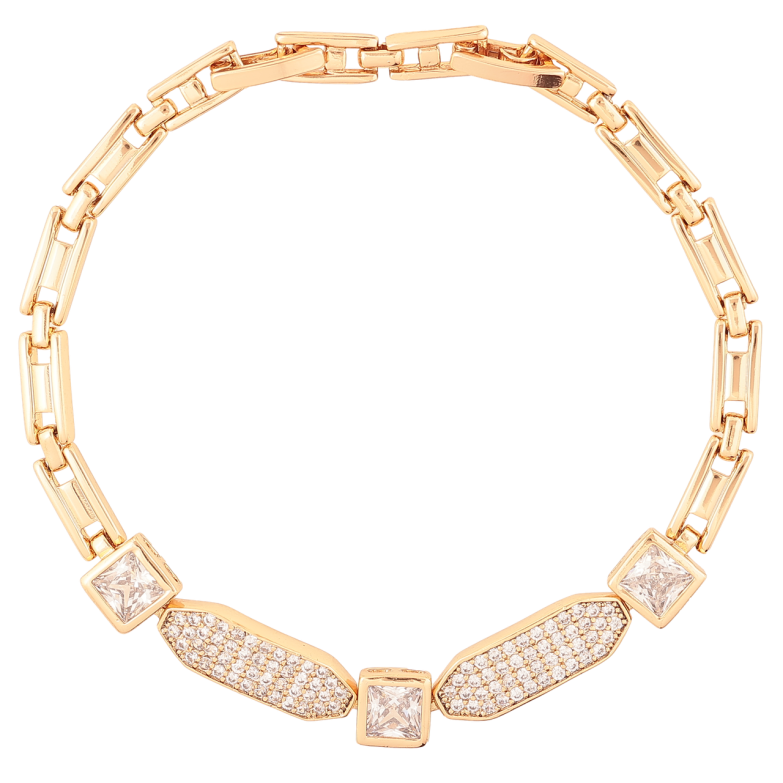 Браслет Xuping Позолота 18K «Вставка з інкрустацією цирконієм» розмір з доп. замком 17,19см х 4мм фото №1