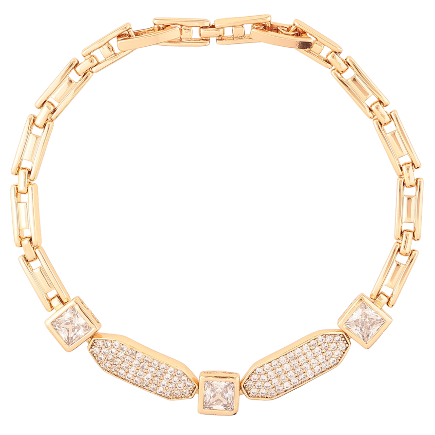 Браслет Xuping Позолота 18K Вставка с инкрустацией цирконием размер с доп. замком 17,19см х 4мм фото №1