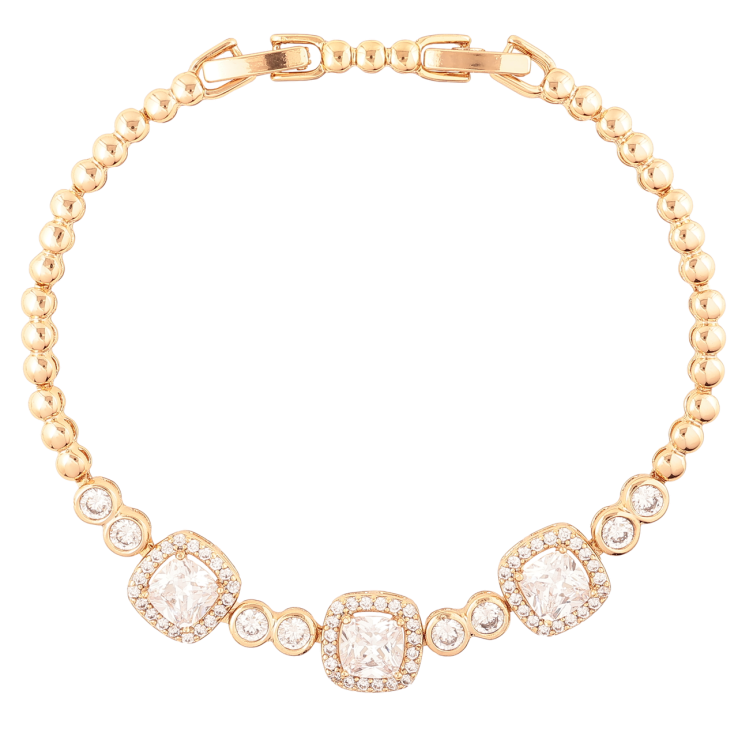 Браслет Xuping Позолота 18K Узор с цирконием и фианитами размер с доп. замком 17.5,19.5см х 3мм фото №17