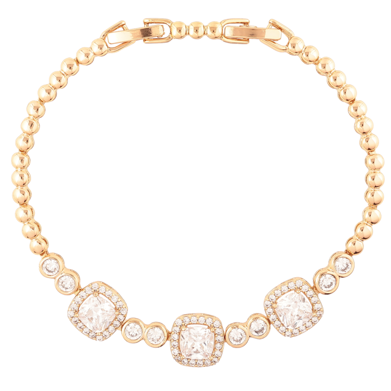 Браслет Xuping Позолота 18K «Візерунок з цирконієм і фіанітами» розмір з доп. замком 17.5,19.5см х 3мм фото №1