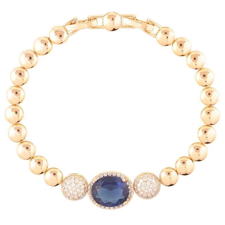 Браслет Xuping Позолота 18K Вставка с цирконием и синим фианитом размер с доп. замком 17,19см х 6мм фото №2