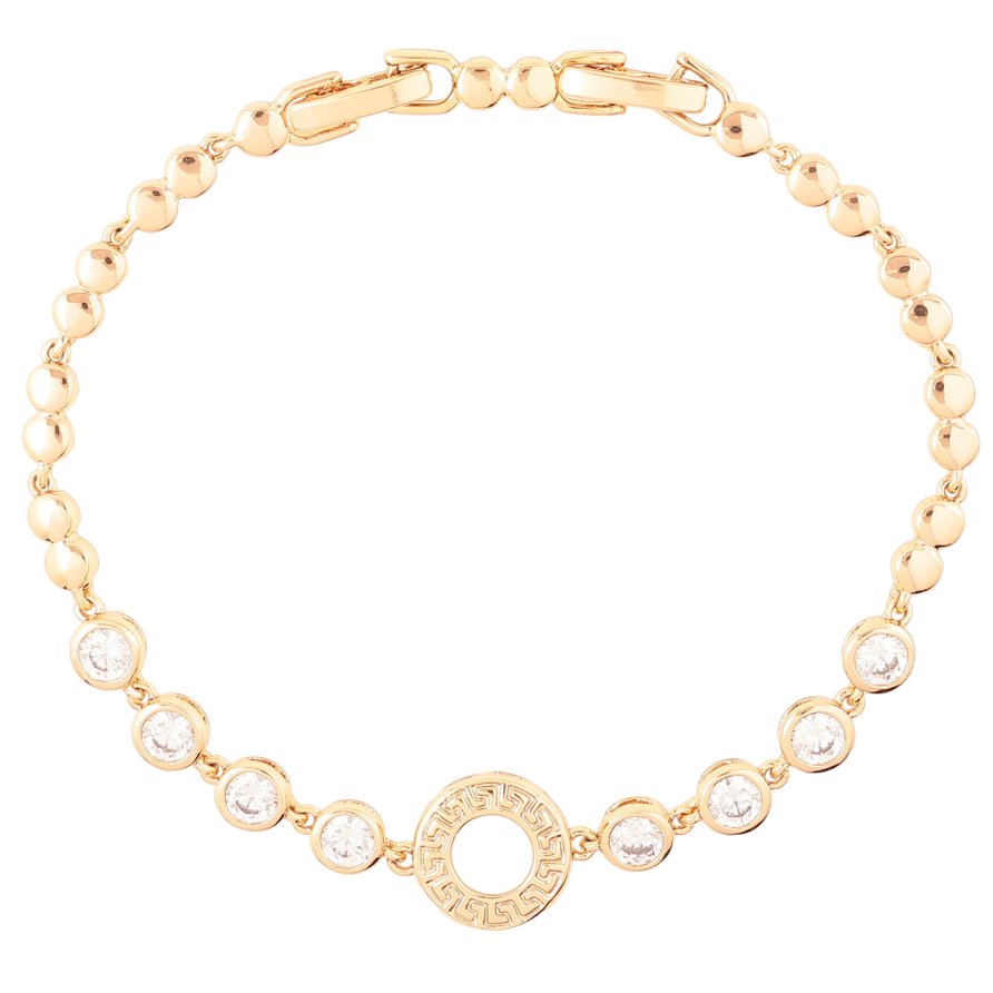 Браслет Xuping Позолота 18K Вставка колечко с фианитами размер с доп. замком 17.5,19.5см х 3.5мм фото №1