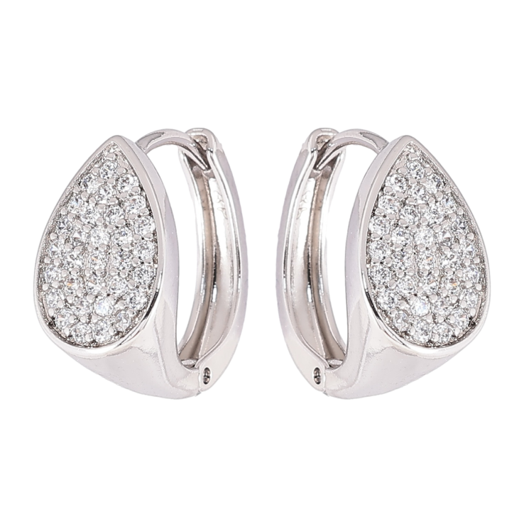 Серьги Xuping Родий колечки Капельки с инкрустацией цирконием фото №10