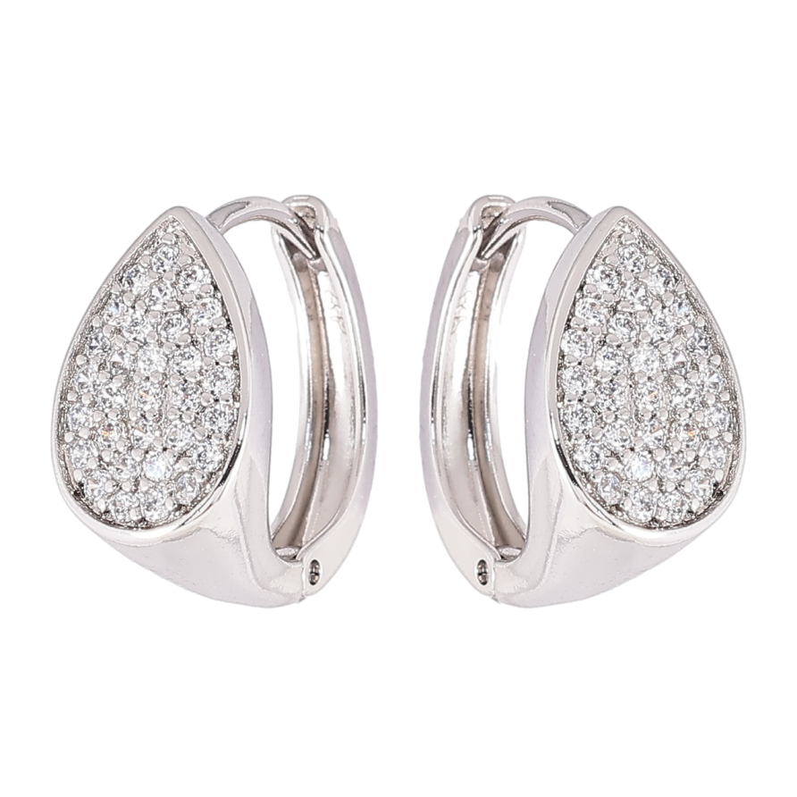 Серьги Xuping Родий колечки Капельки с инкрустацией цирконием фото №1