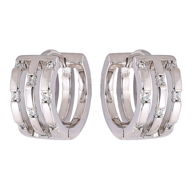 Сережки Xuping Родій колечка «Візерунок з вставками цирконію» фото №1 Сережки Xuping Родій колечка «Візерунок з вставками цирконію» фото №1